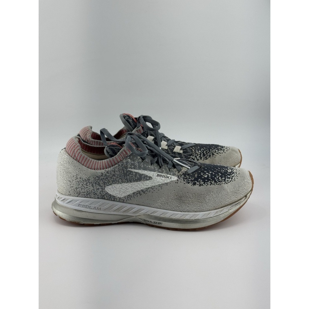 Brooks Bedlam Sneakers Women Silver Gray Knit Athletic Running Shoes Size 8
